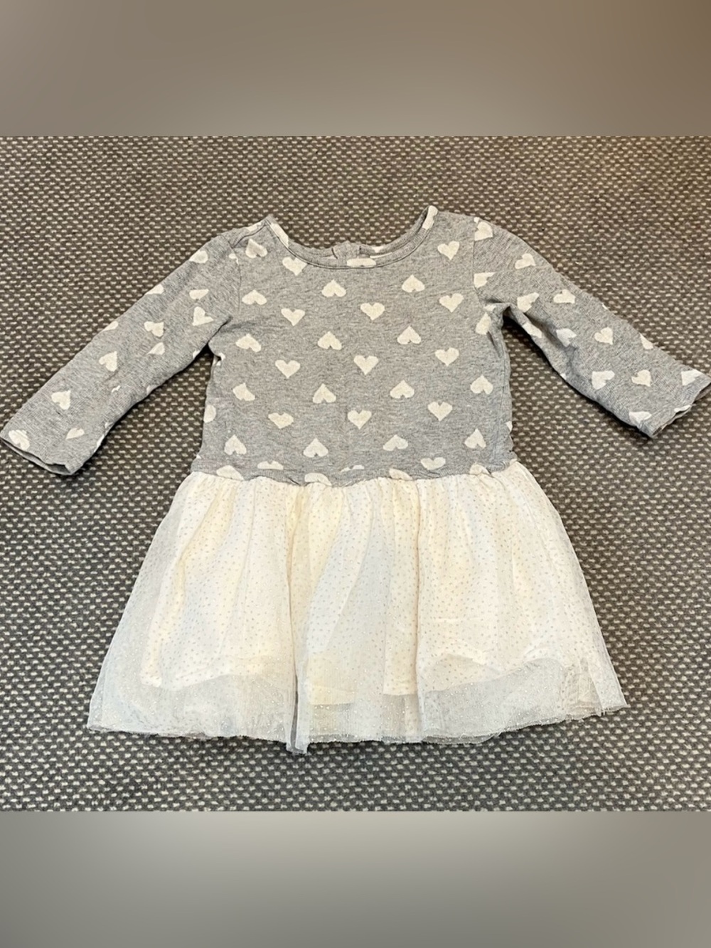 GAP Gray Heart Print Top with Cream Tulle Skirt